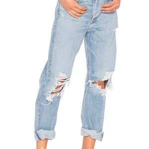 Agolde Light Blue Ripped Boyfriend Jeans